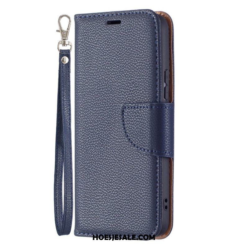 Leren Hoesje voor Samsung Galaxy S22 5G Folio-hoesje Lychee Rabat Schuin