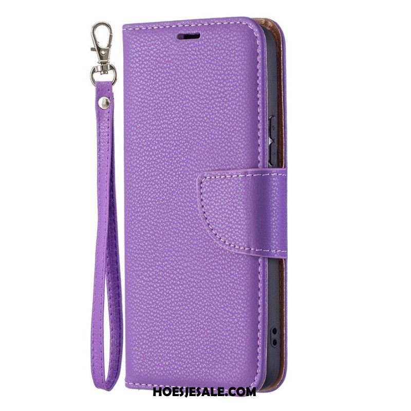 Leren Hoesje voor Samsung Galaxy S22 5G Folio-hoesje Lychee Rabat Schuin