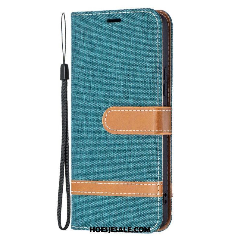 Leren Hoesje voor Samsung Galaxy S22 5G Met Ketting Band Van Stof En Leereffect