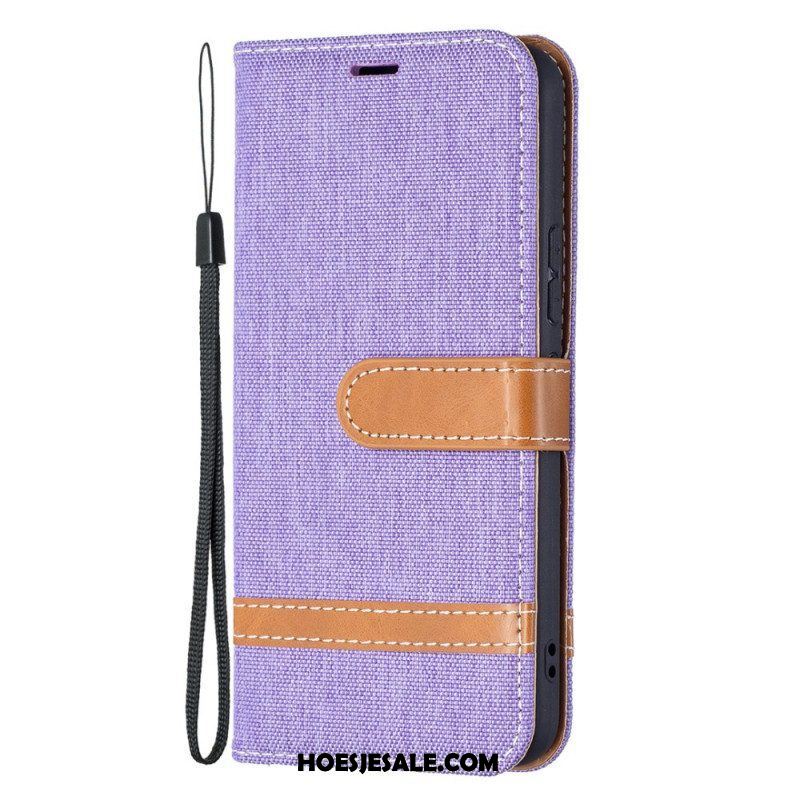 Leren Hoesje voor Samsung Galaxy S22 5G Met Ketting Band Van Stof En Leereffect