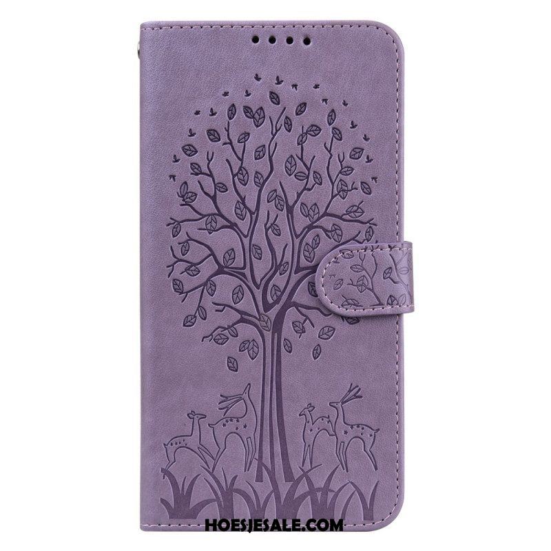 Leren Hoesje voor Samsung Galaxy S22 Ultra 5G Boom En Herten