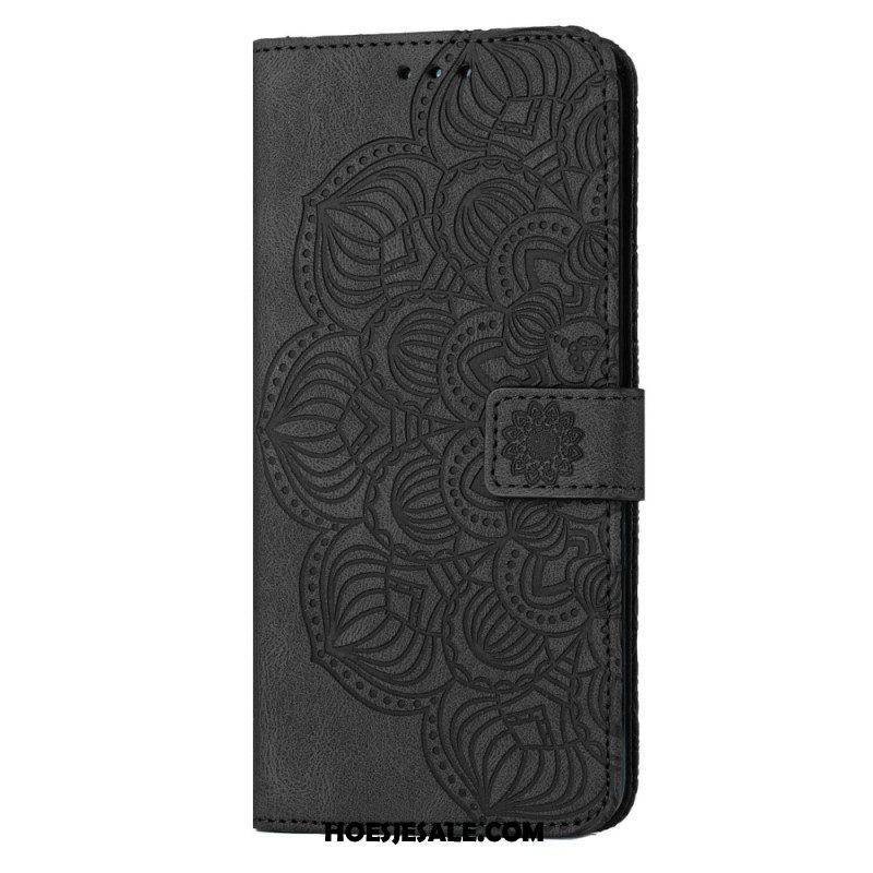 Leren Hoesje voor Samsung Galaxy S23 5G Met Ketting Strakke Mandala