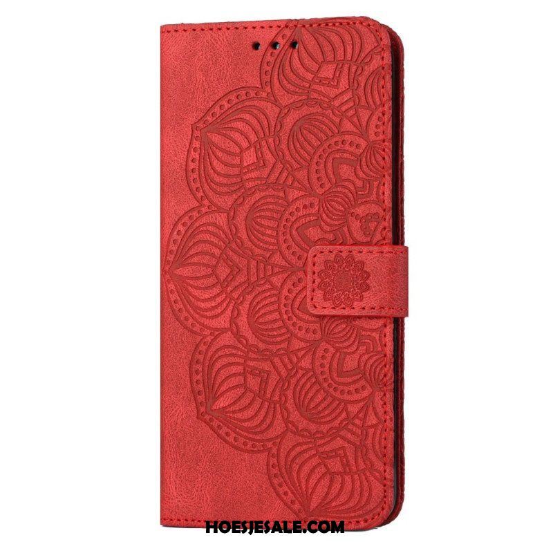 Leren Hoesje voor Samsung Galaxy S23 5G Met Ketting Strakke Mandala