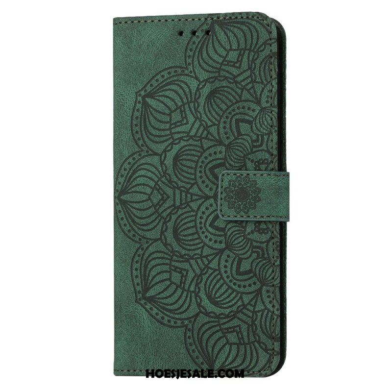 Leren Hoesje voor Samsung Galaxy S23 5G Met Ketting Strakke Mandala