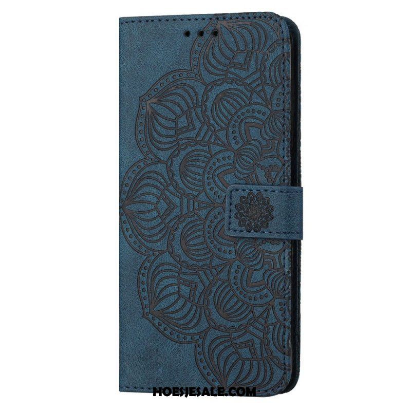 Leren Hoesje voor Samsung Galaxy S23 5G Met Ketting Strakke Mandala