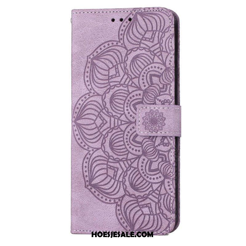 Leren Hoesje voor Samsung Galaxy S23 5G Met Ketting Strakke Mandala