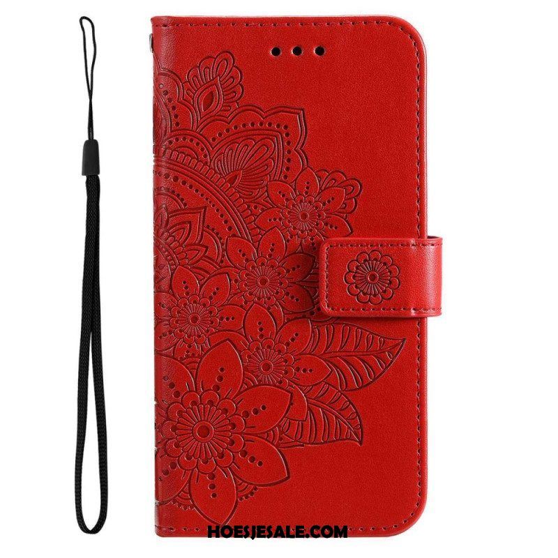 Leren Hoesje voor Samsung Galaxy S23 5G Met Ketting Strakke Mandala