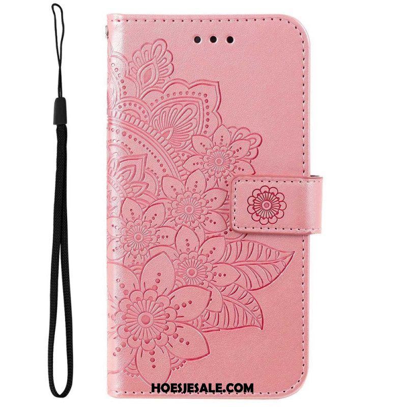 Leren Hoesje voor Samsung Galaxy S23 5G Met Ketting Strakke Mandala