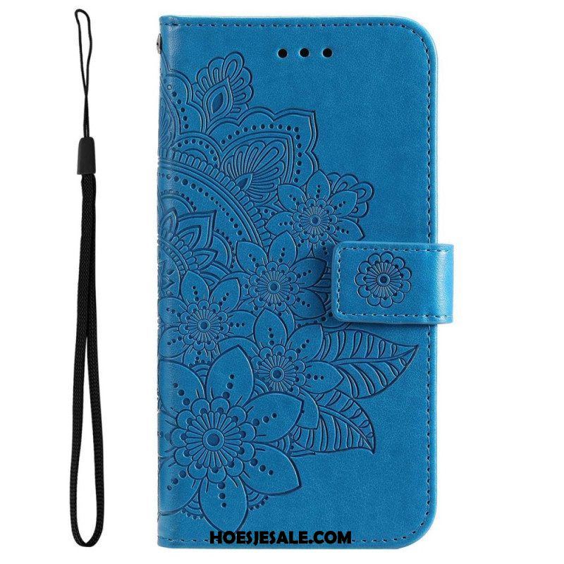 Leren Hoesje voor Samsung Galaxy S23 5G Met Ketting Strakke Mandala