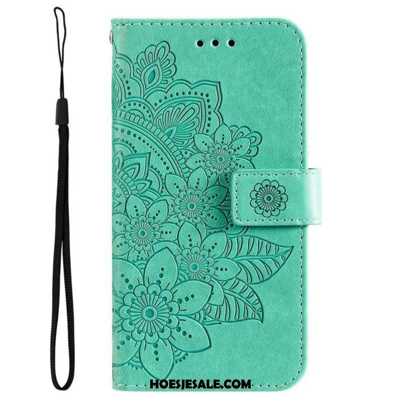 Leren Hoesje voor Samsung Galaxy S23 5G Met Ketting Strakke Mandala