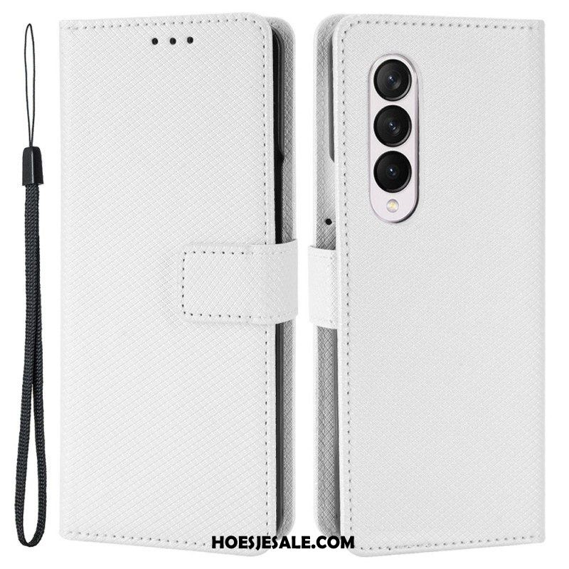 Leren Hoesje voor Samsung Galaxy Z Fold 4 Met Ketting Diamanten Band