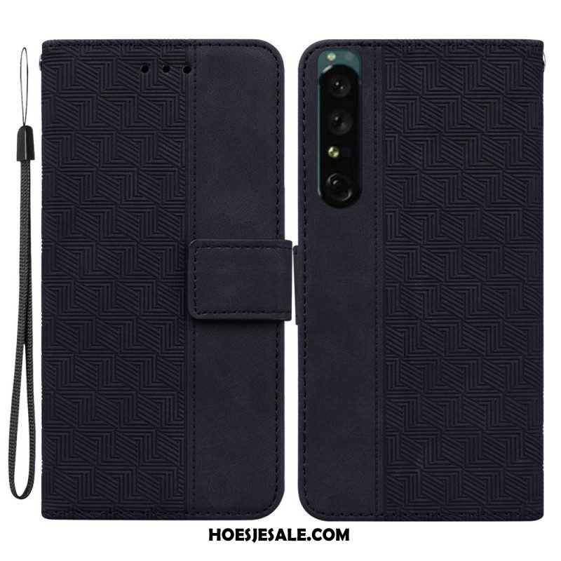 Leren Hoesje voor Sony Xperia 1 IV Met Ketting Patroon Met Bandjes