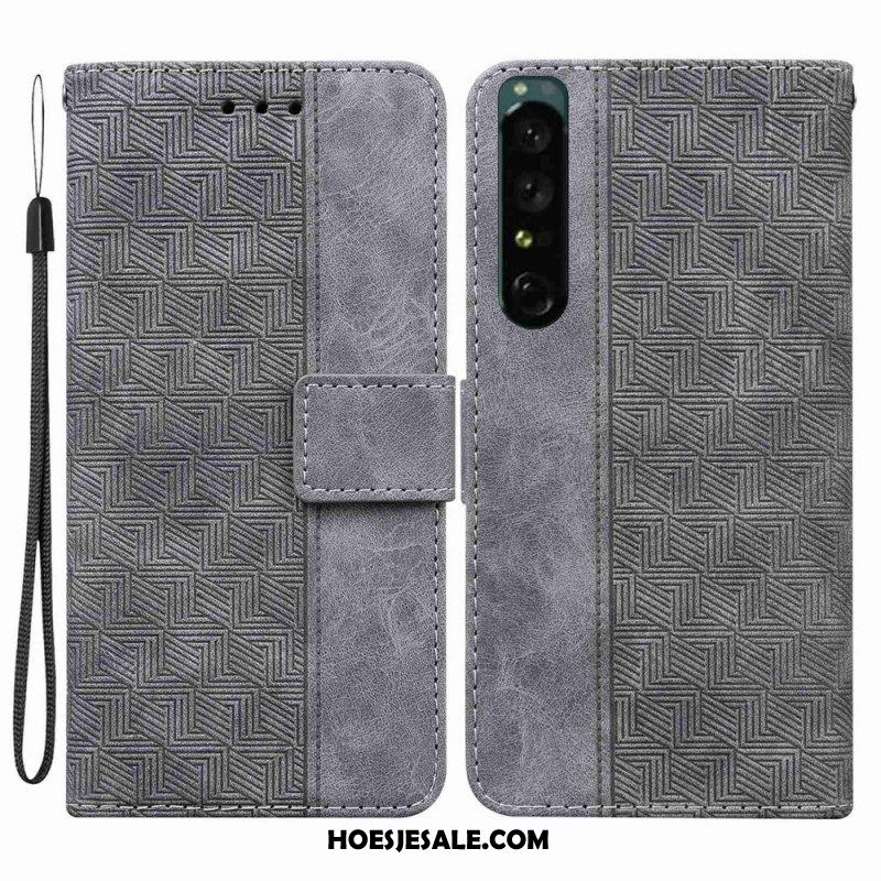 Leren Hoesje voor Sony Xperia 1 IV Met Ketting Patroon Met Bandjes