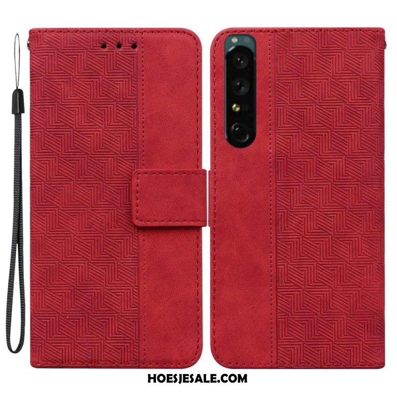 Leren Hoesje voor Sony Xperia 1 IV Met Ketting Patroon Met Bandjes