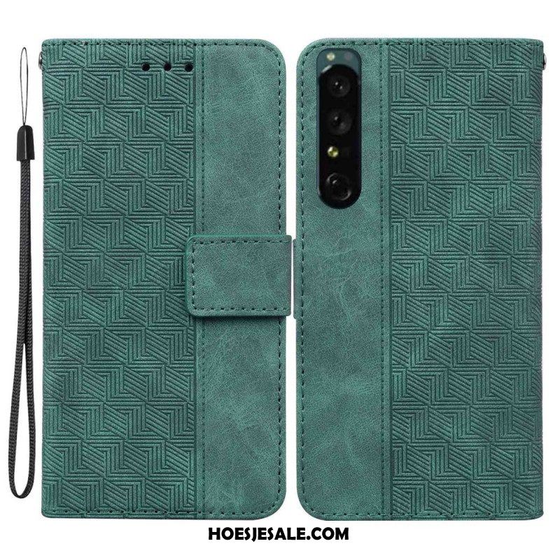 Leren Hoesje voor Sony Xperia 1 IV Met Ketting Patroon Met Bandjes