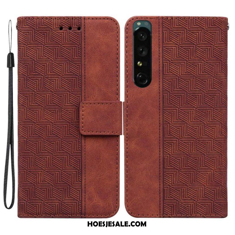 Leren Hoesje voor Sony Xperia 1 IV Met Ketting Patroon Met Bandjes