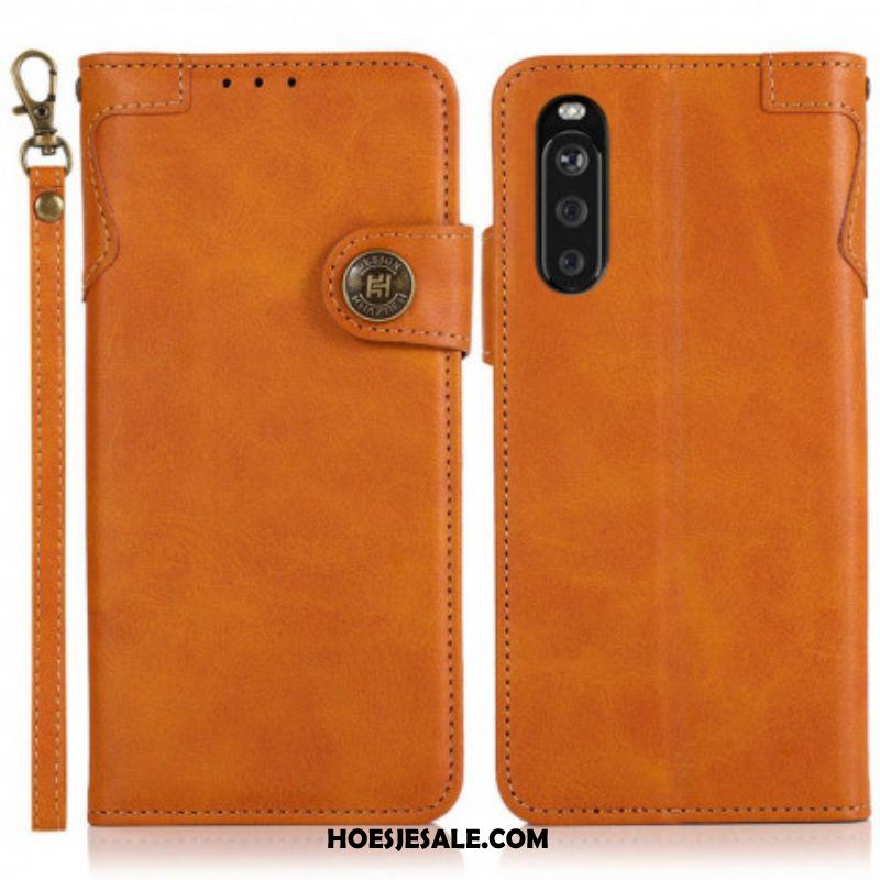 Leren Hoesje voor Sony Xperia 5 III Khazneh Magnetische Knop