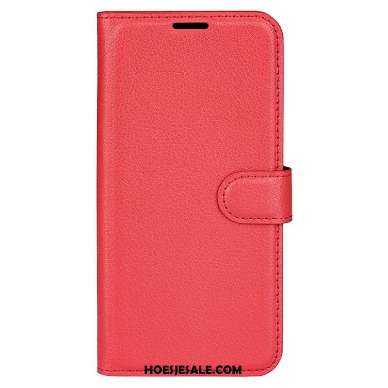 Leren Hoesje voor Sony Xperia 5 IV Klassiek Lychee Kunstleer