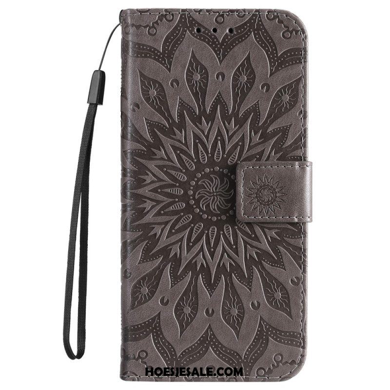 Leren Hoesje voor Sony Xperia 5 IV Mandala Zon Met Lanyard