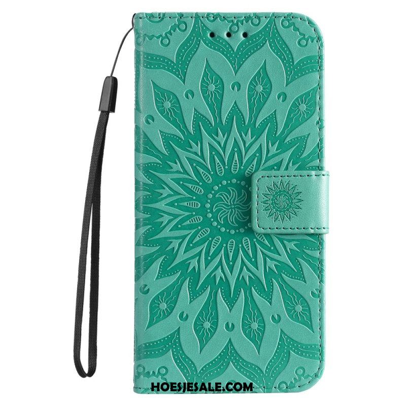 Leren Hoesje voor Sony Xperia 5 IV Mandala Zon Met Lanyard