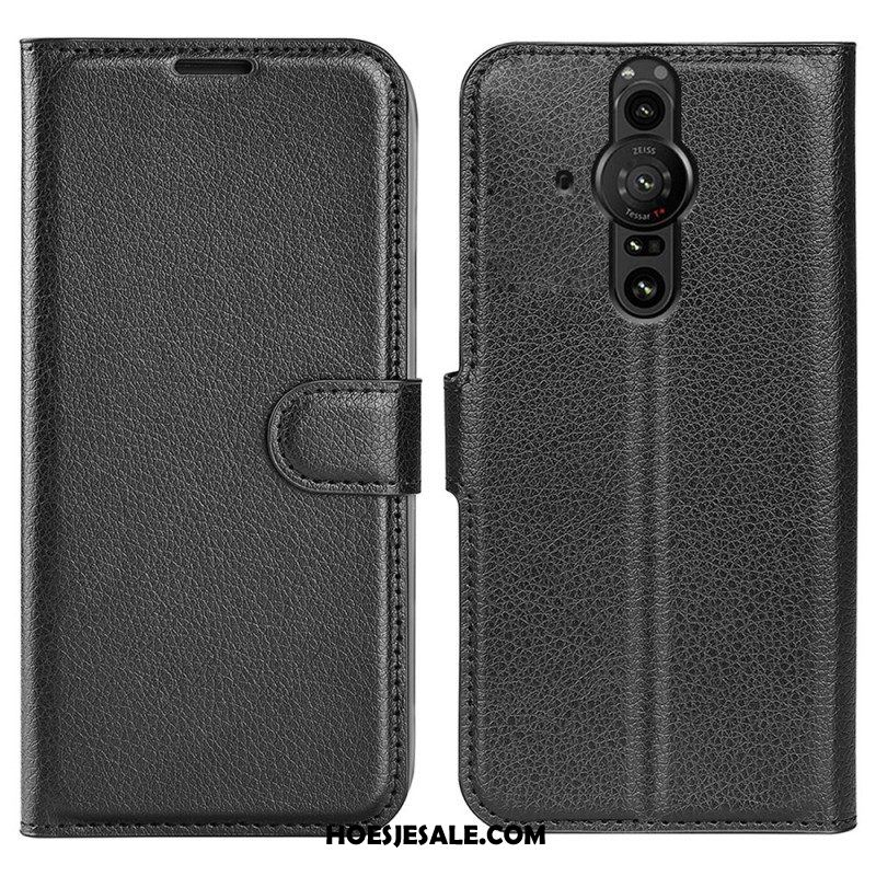 Leren Hoesje voor Sony Xperia Pro-I Klassiek Lychee-effect