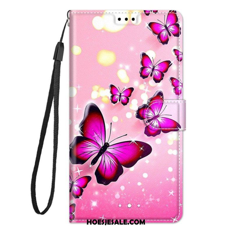 Leren Hoesje voor Xiaomi 12 / 12X Vlinderwaaier Met Lanyard