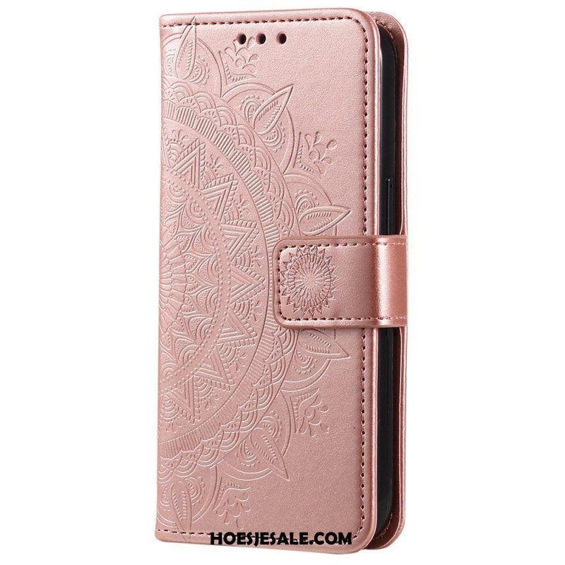 Leren Hoesje voor Xiaomi 12T / 12T Pro Mandala Zon Met Lanyard