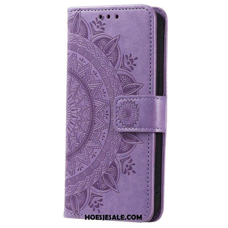 Leren Hoesje voor Xiaomi 12T / 12T Pro Mandala Zon Met Lanyard