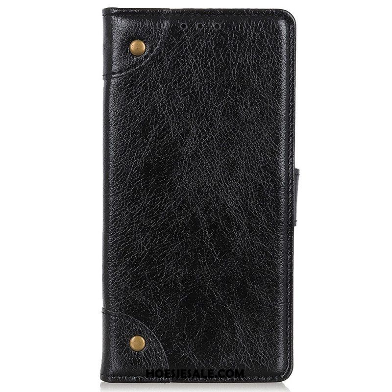 Leren Hoesje voor Xiaomi 12T / 12T Pro Stijl Nappa Lederen Vintage Klinknagels