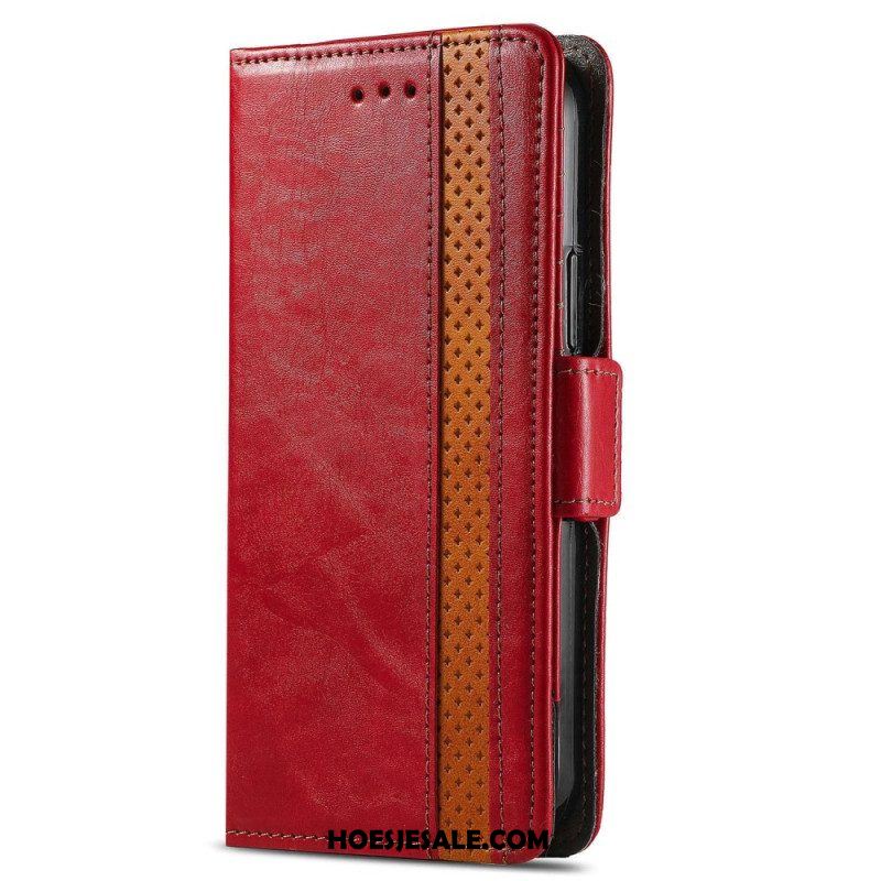 Leren Hoesje voor Xiaomi 12T / 12T Pro Tweekleurige Dubbele Sluiting