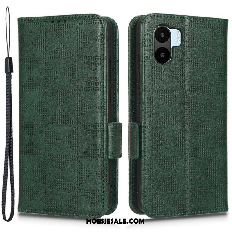 Leren Hoesje voor Xiaomi Redmi A1 Driehoeken Met Lanyard