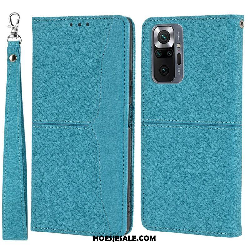 Leren Hoesje voor Xiaomi Redmi Note 10 Pro Met Ketting Geweven Leren Stijl Met Bandjes