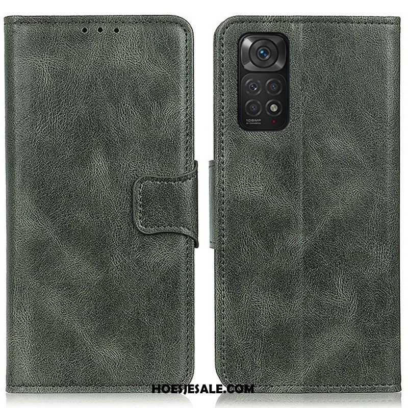 Leren Hoesje voor Xiaomi Redmi Note 11 / 11S Omkeerbare Sluiting Met Leereffect