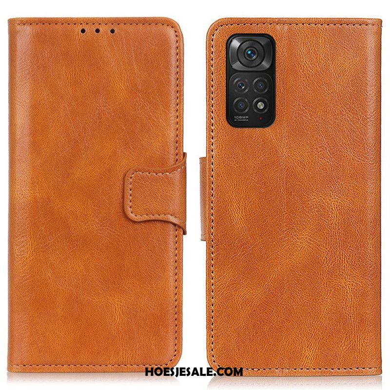 Leren Hoesje voor Xiaomi Redmi Note 11 / 11S Omkeerbare Sluiting Met Leereffect