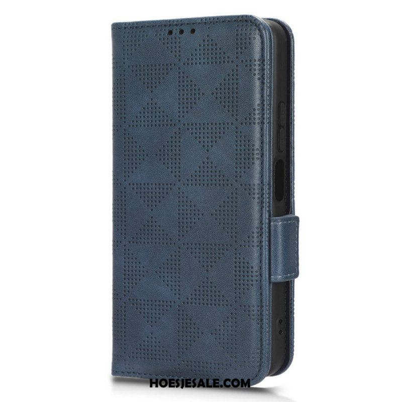 Leren Hoesje voor Xiaomi Redmi Note 12 4G Driehoeken Met Lanyard