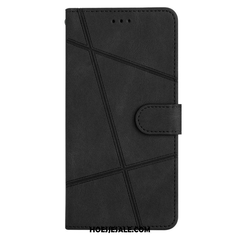 Leren Hoesje voor Xiaomi Redmi Note 12 4G Met Ketting Bandjes Geometrisch