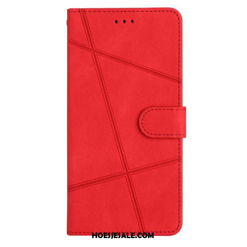 Leren Hoesje voor Xiaomi Redmi Note 12 4G Met Ketting Bandjes Geometrisch