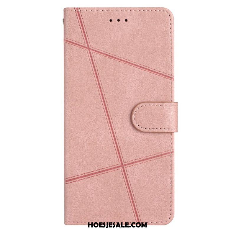 Leren Hoesje voor Xiaomi Redmi Note 12 4G Met Ketting Bandjes Geometrisch