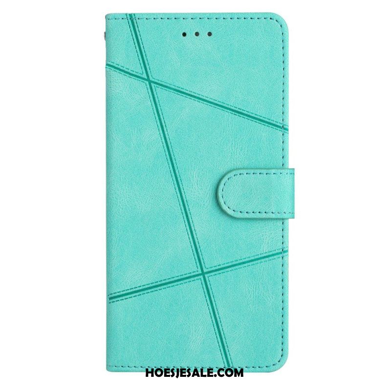 Leren Hoesje voor Xiaomi Redmi Note 12 4G Met Ketting Bandjes Geometrisch