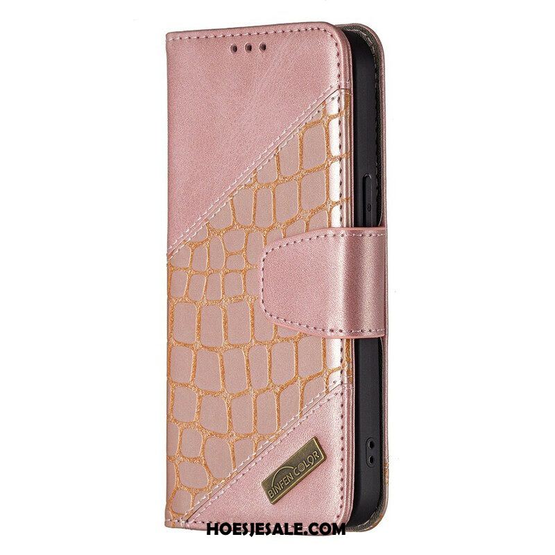 Leren Hoesje voor iPhone 13 Pro Klassiek Krokodillenleer-effect