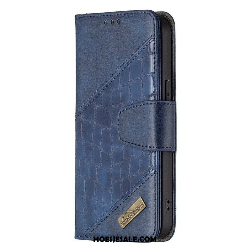 Leren Hoesje voor iPhone 13 Pro Klassiek Krokodillenleer-effect