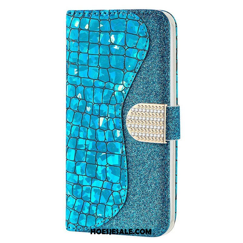 Leren Hoesje voor iPhone 13 Pro Max Krokodil Diamanten