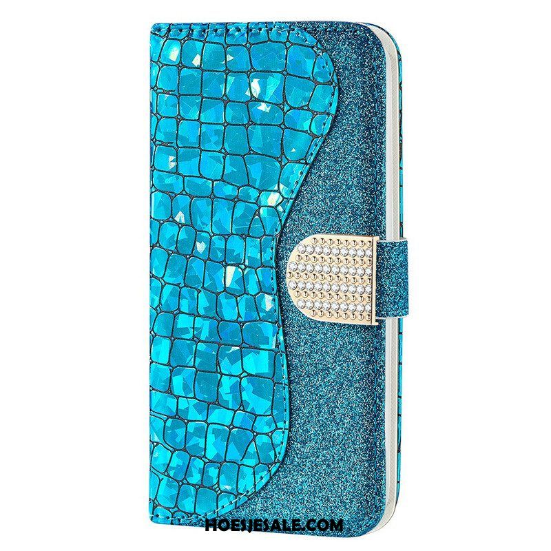 Leren Hoesje voor iPhone 13 Pro Max Krokodil Diamanten