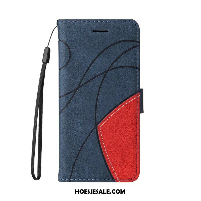 Leren Hoesje voor iPhone 13 Pro Tweekleurig Kenmerkend Kunstleer