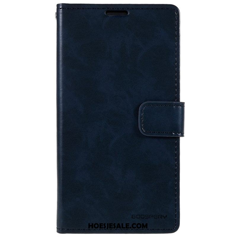 Leren Hoesje voor iPhone 14 Blauwe Maan Mercurius Goospery