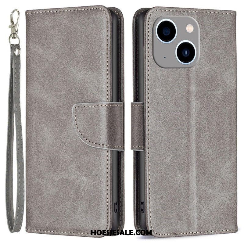 Leren Hoesje voor iPhone 14 Plus Folio-hoesje Gladde Flap Schuin