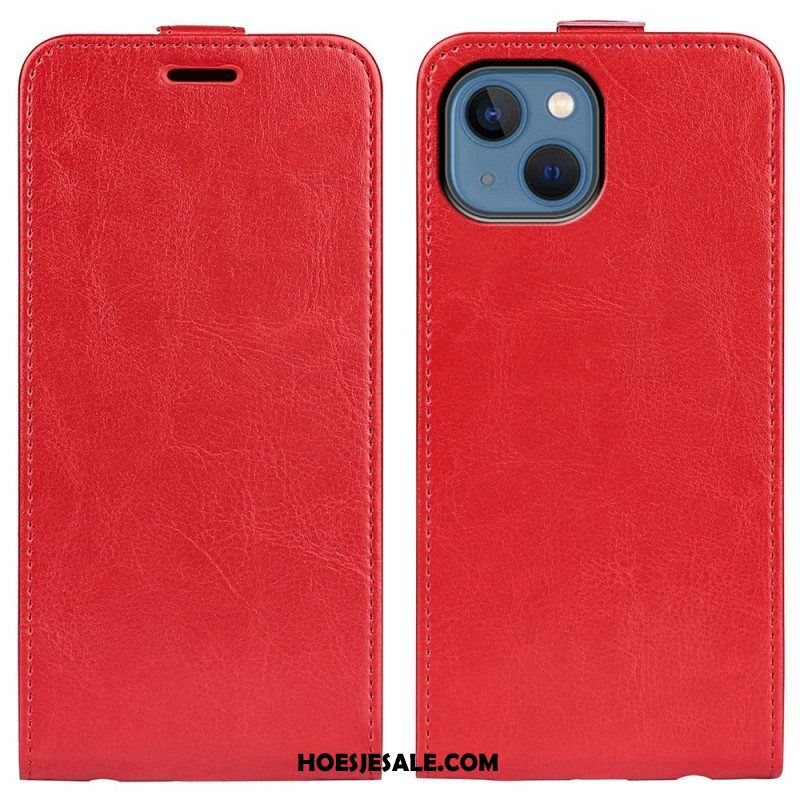 Leren Hoesje voor iPhone 14 Plus Folio-hoesje Retro Verticale Klep