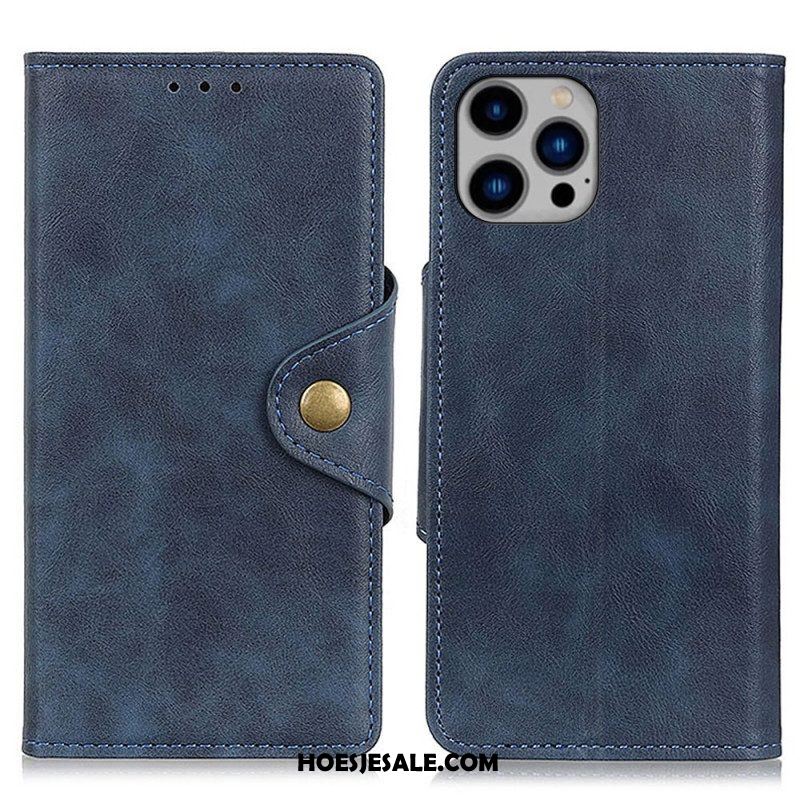 Leren Hoesje voor iPhone 14 Plus Knoop Van Imitatieleer