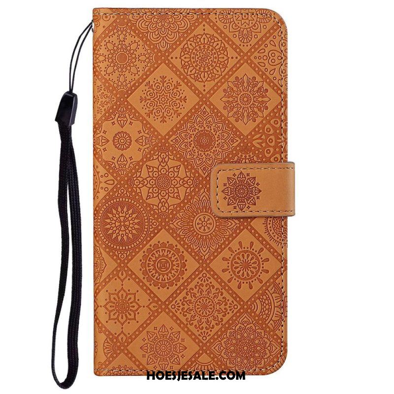 Leren Hoesje voor iPhone 14 Plus Tapijt Patroon