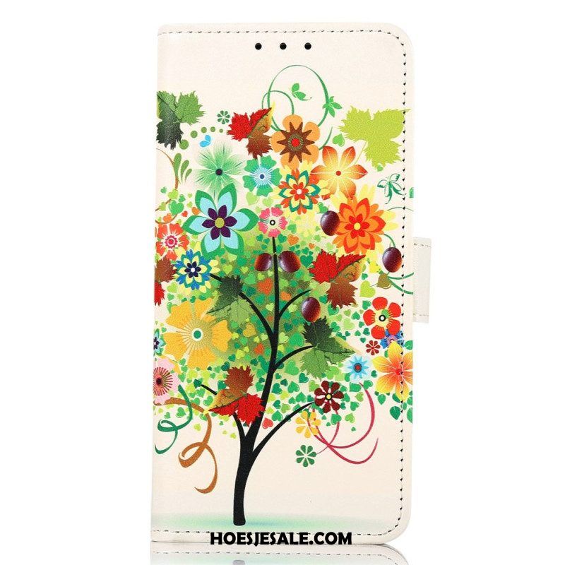 Leren Hoesje voor iPhone 14 Pro Max Bloeiende Boom